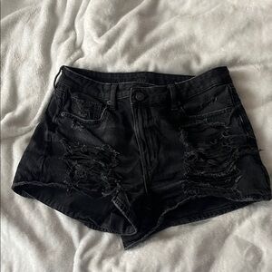 American Eagle Outfitters Black Distressed Denim Shorts
